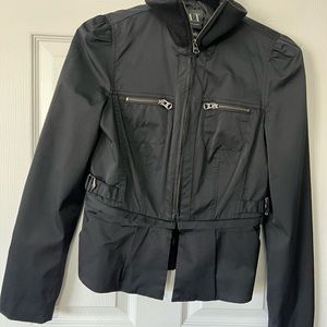 Armani Exchange black jacket-removable zippered peplum bottom